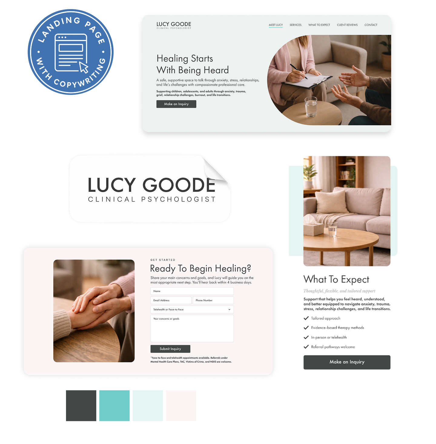 Lucy Goode Psychologist landing page redesign